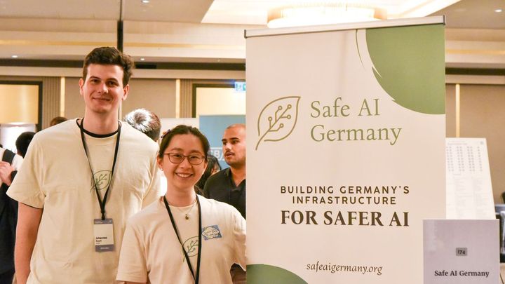 Johannes Koch and Jessica Wang at a SAIGE information stand