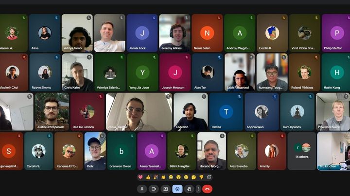 A video call with dozens of participants at SAIGE’s online launch